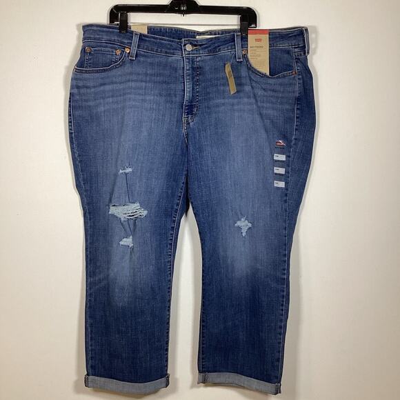 Levi’s Jeans Size 24W Boyfriend Fit Tapered Leg Denim NWT Mid Rise Cuffed Crop - Picture 11 of 11